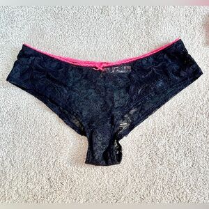 2013 Victoria’s Secret PINK Black Lace extra low rise cheekster panties Large L
